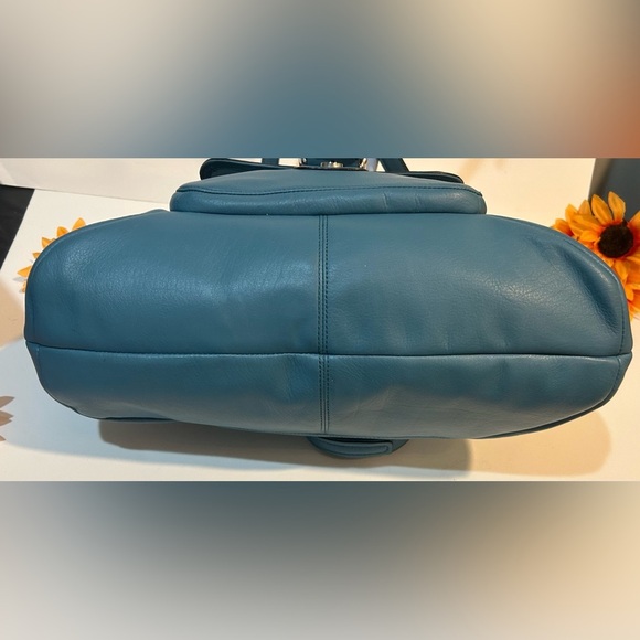 Coach Teal Leather Handbag shoulder bag hobo satchel - Picture 9 of 11